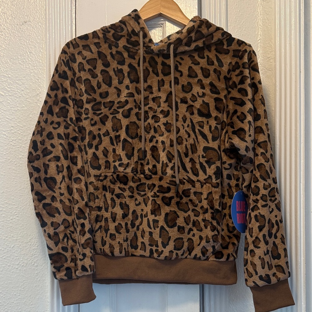 Brown Leopard Print Hoodie Sweater